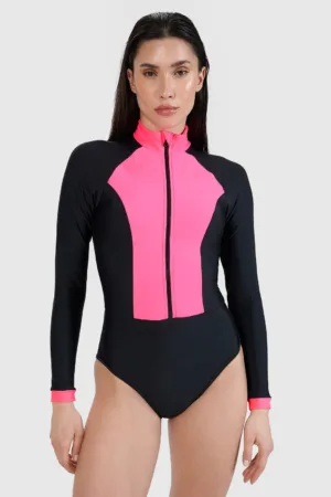 4F Costum de baie cu mânecă lungă pentru femei - roz