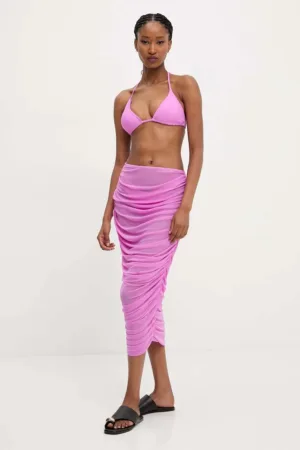 Answear Lab costum de baie din două piese și fustă culoarea roz
