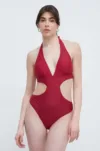 Answear Lab costum de baie dintr-o bucată culoarea bordo