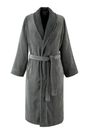 BOSS halat de baie din bumbac DOUBLEB Charcoal L culoarea negru