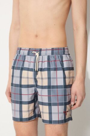 Barbour pantaloni scurti de baie Staple Tartan culoarea bej