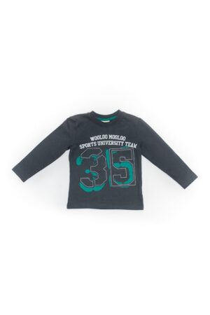 Bluza din bumbac - baieti - Number 35 - 48720 - Gri inchis -