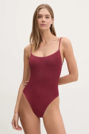 Bond Eye costum de baie dintr-o bucată LOW PALACE culoarea roșu