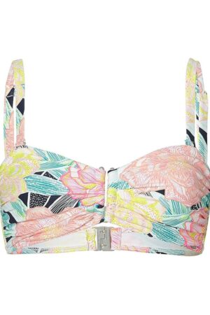 Bustiera de baie model cu flori - multicolor - L - cu bretele reglabile