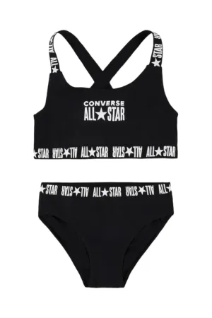 Converse costum de baie pentru copii din două piese culoarea negru