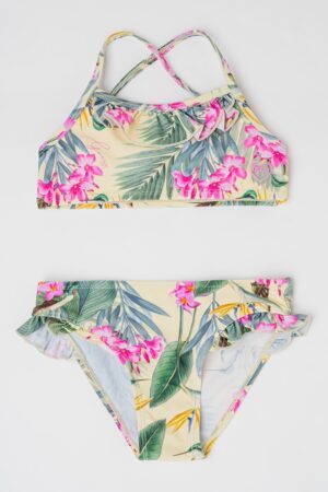 Costum de baie cu doua piese si imprimeu floral