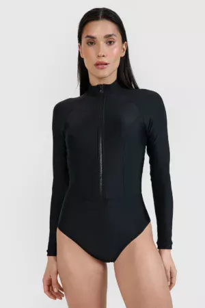 4F Costum de baie cu mânecă lungă pentru femei - negru