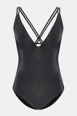 Costum de baie cu model uni si decolteu in V