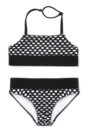 Costum de baie din doua piese cu model cu buline