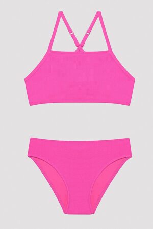 Costum de baie in doua piese cu aspect texturat