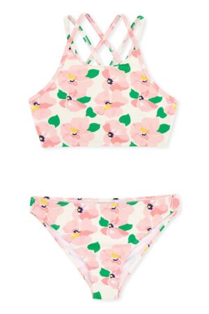 Costum de baie in doua piese cu imprimeu floral