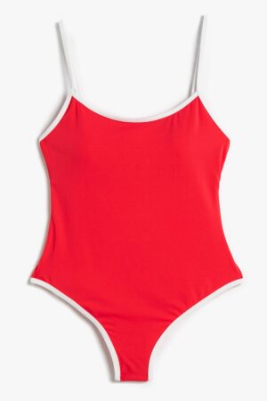 Costum de baie intreg cu bretele subtiri