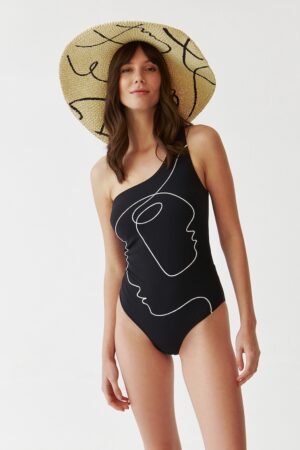 Costum de baie intreg cu decolteu pe un umar