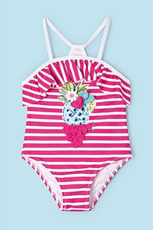 Costum de baie intreg cu model si garnitura cu volane