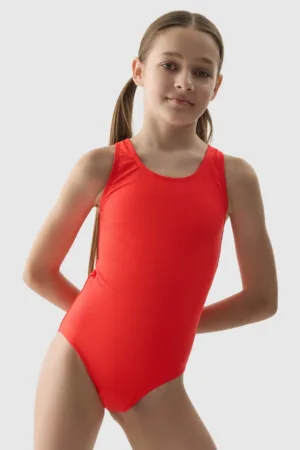 4F Costum de baie întreg pentru fete - culoarea coral