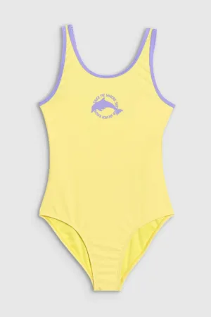 4F Costum de baie întreg pentru fete - galben