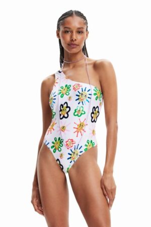 Desigual costum de baie dintr-o bucată culoarea alb
