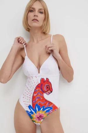 Desigual costum de baie dintr-o bucată culoarea alb