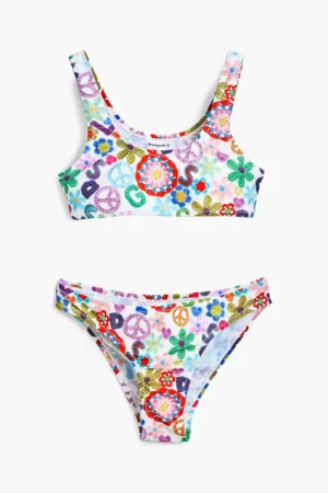 Desigual costum de baie pentru copii din două piese culoarea violet
