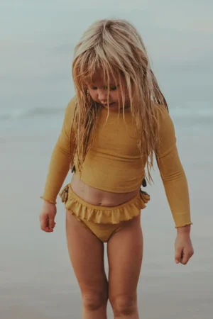 Donsje longsleeve de baie pentru copii Nia Swim Shirt Lemon culoarea galben