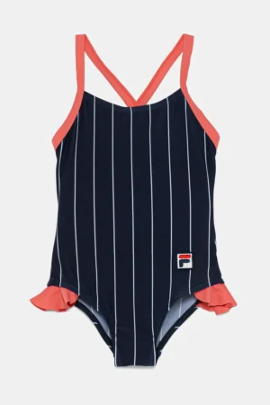 Fila costum de baie dintr-o bucată pentru copii LOMELLINA AOP culoarea albastru marin