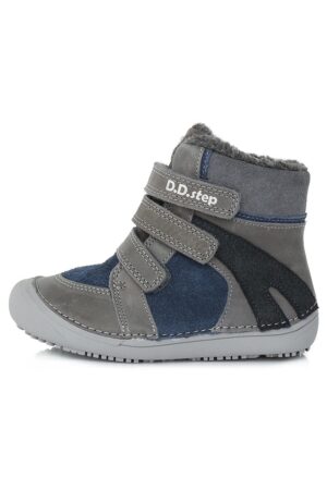 Ghete Barefoot din piele - baietei - imblanite - W063-381A - Gri