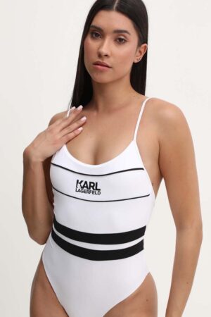 Karl Lagerfeld costum de baie dintr-o bucată BICOLOR culoarea alb
