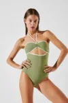 Karl Lagerfeld costum de baie dintr-o bucată culoarea verde