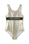 Karl Lagerfeld costum de baie dintr-o bucată pentru copii culoarea auriu