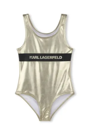 Karl Lagerfeld costum de baie dintr-o bucată pentru copii culoarea auriu