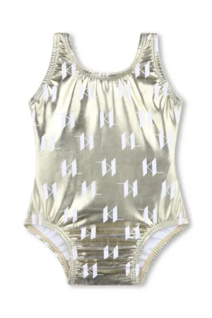 Karl Lagerfeld costum de baie dintr-o bucată pentru copii culoarea auriu