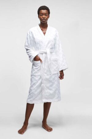Karl Lagerfeld halat de baie din bumbac culoarea alb