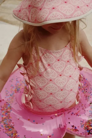 Konges Sløjd costum de baie dintr-o bucată pentru copii EDITH SWIMSUIT GRS culoarea roz