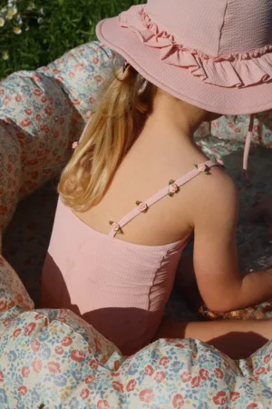 Konges Sløjd costum de baie dintr-o bucată pentru copii FLEURI SWIMSUIT culoarea roz