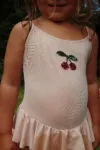 Konges Sløjd costum de baie dintr-o bucată pentru copii JADE SWIMSUIT culoarea bej