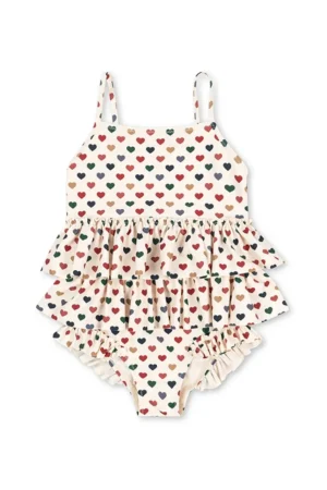 Konges Sløjd costum de baie dintr-o bucată pentru copii MANUCA FRILL SWIMSUIT GRS culoarea bej