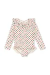 Konges Sløjd costum de baie dintr-o bucată pentru copii MANUCA LS SWIMSUIT GRS culoarea bej