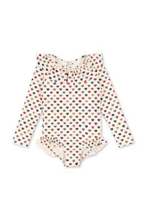 Konges Sløjd costum de baie dintr-o bucată pentru copii MANUCA LS SWIMSUIT GRS culoarea bej
