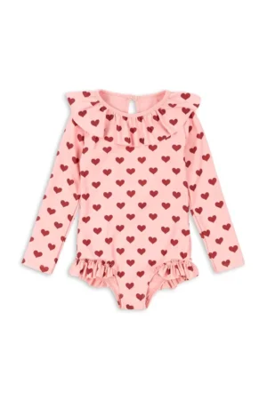 Konges Sløjd costum de baie dintr-o bucată pentru copii MANUCA LS SWIMSUIT GRS culoarea roz