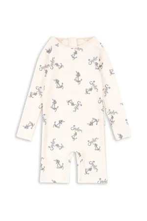 Konges Sløjd costum de baie pentru copii ASTER ONESIE GRS culoarea bej