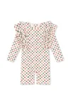 Konges Sløjd costum de baie pentru copii MANUCA FRILL ONESIE GRS culoarea bej