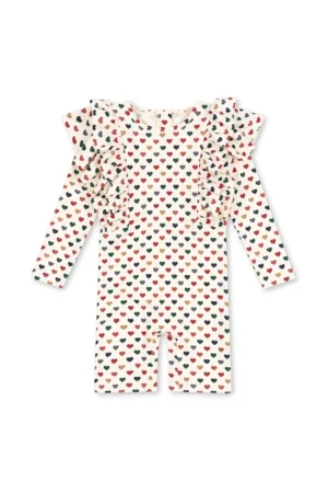 Konges Sløjd costum de baie pentru copii MANUCA FRILL ONESIE GRS culoarea bej