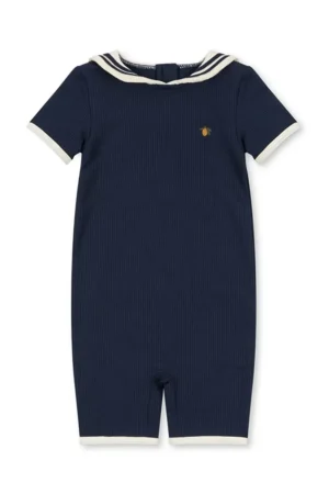Konges Sløjd costum de baie pentru copii SAILOR ONESIE culoarea albastru marin