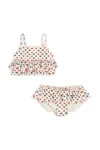 Konges Sløjd costum de baie pentru copii din două piese MANUCA FRILL BIKINI GRS culoarea bej