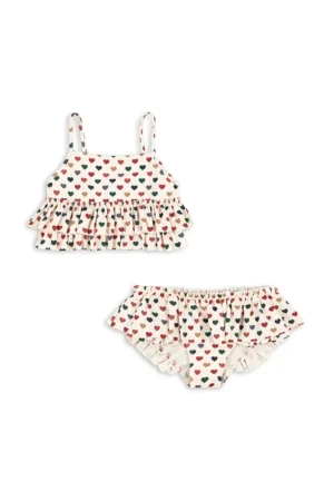 Konges Sløjd costum de baie pentru copii din două piese MANUCA FRILL BIKINI GRS culoarea bej