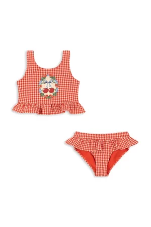 Konges Sløjd costum de baie pentru copii din două piese SOLINE BIKINI culoarea rosu
