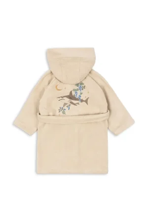 Konges Sløjd halat de baie din bumbac pentru copii TERRY BATHROBE EMBROIDERY GOTS culoarea bej