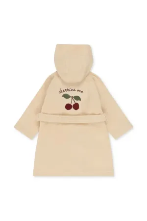 Konges Sløjd halat de baie din bumbac pentru copii TERRY BATHROBE EMBROIDERY GOTS culoarea bej