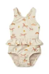 Liewood costum de baie dintr-o bucată pentru bebeluși Amina Baby Printed Swimsuit culoarea bej