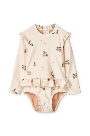 Liewood costum de baie dintr-o bucată pentru bebeluși Sille Baby Printed Swimsuit culoarea bej